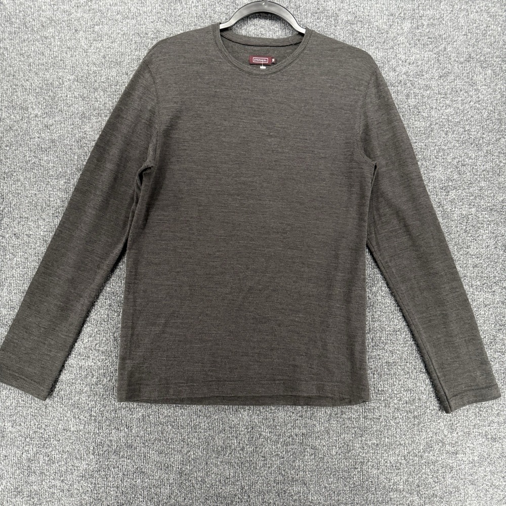 Stefanel Shirt Womens M Gray Wool Blend Crew Neck Long Sleeveโ Minimalist Layer